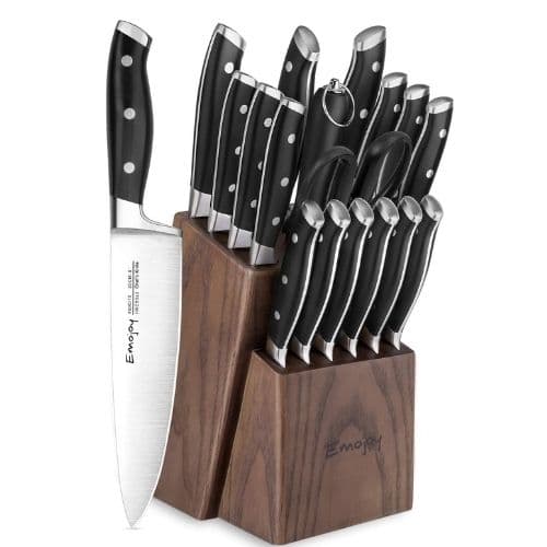 Emojoy Kitchen Knife Set With Wooden Block