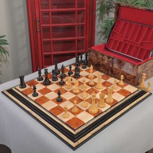 The House of Staunton Golden Collector Series Luxury Wood Chess Set, Box & Board Combination